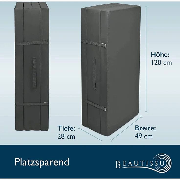 Beautissu Campix Klappmatratze, 120x195 cm Anthrazit – Bild 3