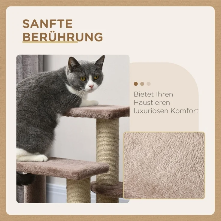 JARDJ Kratzbaum, Haustiertreppe, 3 Stufen, Spielball, bis 5 kg, 45x40x48cm, Braun – Bild 6