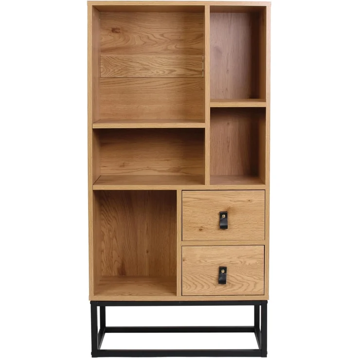 CaliCosy Bücherregal mit 2 Schubladen 5 Ablagen H120 cm - Helles Holz – Bild 5