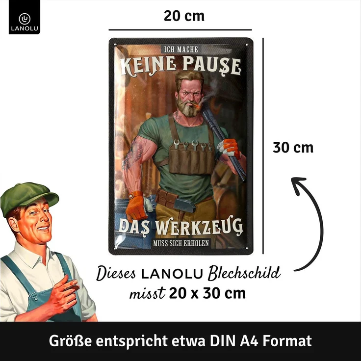 LANOLU Blechschild Ich mache keine Pause - 20x30cm – Metall – Mehrfarbig – 20162 – Bild 5