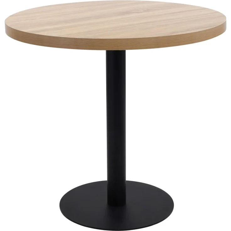 Bistrotisch FLORI rund Hellbraun/Schwarz 80 cm MDF | Esstisch kleiner Tisch Cafe Gartentisch Balkontisch Outdoortisch – Bild 1