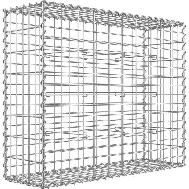 SONGMICS GabioneGabionen,100 x 80 x 30 cm, 5er Set, Steinkorb, Gabionenkörbe, Drahtzäune, mit 5 x 10 cm engmaschigem Gitter, aus rostfreiem verzinktem Stahl, Gartendeko, Pflanzenwand, silbern GGB583