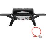 Royal Gourmet 2-Brenner Tragbarer Gasgrill, 5 kW Tischgrill mit klappbaren Seitentischen, portabler BBQ Grill für Balkon, Terrasse, Garten Schwarz