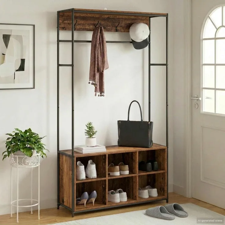 vidaXL Garderobenständer mit Schuhbank Altholz 100 x 32 x 180,5 cm 8012036