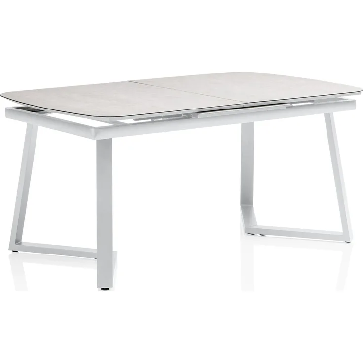 Kettler Ausziehtisch, Garten-/Esstisch, 200/260 x 95 x 75 cm, Aluminiumgestell silber, Keramik-Glas-Tischplatte grau, innen und außen nutzbar