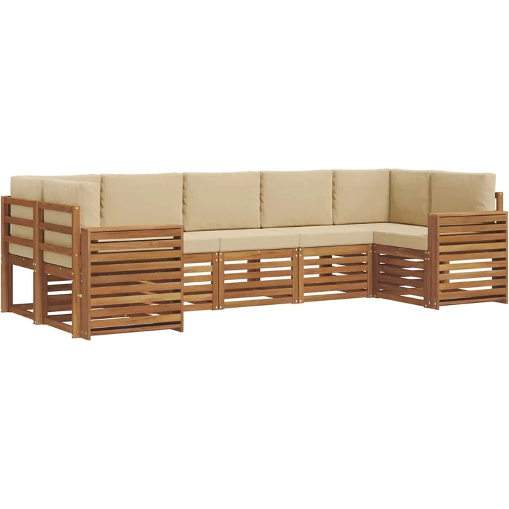 vidaXL Outdoor-Sofagarnitur 7 stk. 7-Sitzer Natur und Beige 3375418 – Bild 2