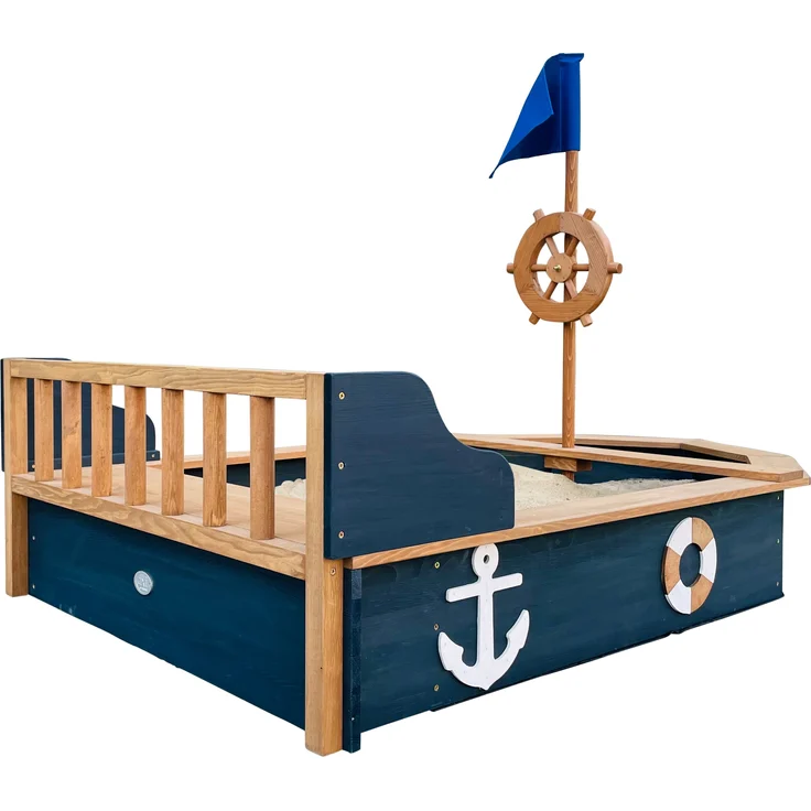 AXI 'Doris' Sandkastenschiff mit Flagge und Sitzbank, Holz Grau, 153 x 90 x 100 cm – Bild 4