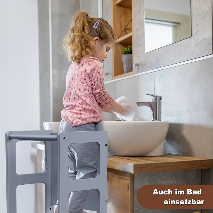 Baby Vivo Lernturm aus Holz - Mit Tafel in Grau – Bild 4