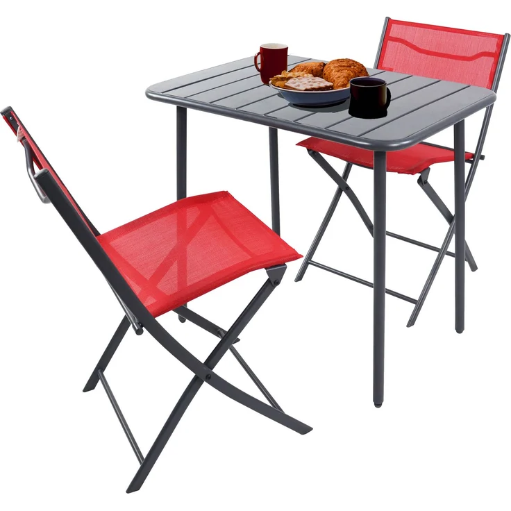 VCM Gartenmöbel-Set Sumila 920514 Rot H. 79 x B. 80 x T. 55 cm – Bild 1