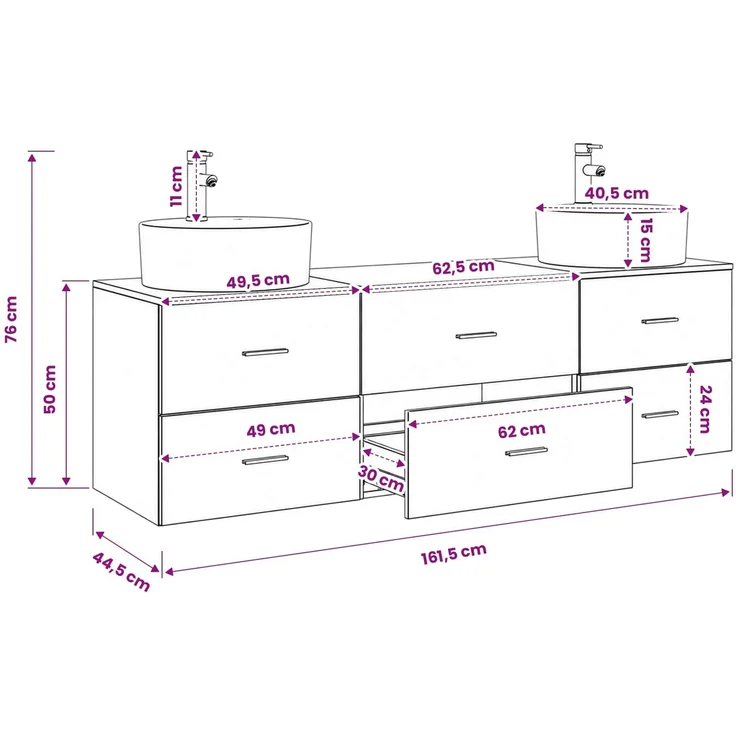 vidaXL Wandmontiertes Badezimmerschrank-Set 3 stk. Geräucherte Eiche 3405871 – Bild 11