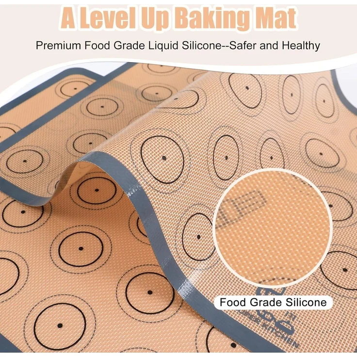 Backmatte Silikon Macaron Keks 3-Stück Set Grau Backunterlage Backfolie Antihaft – Bild 7