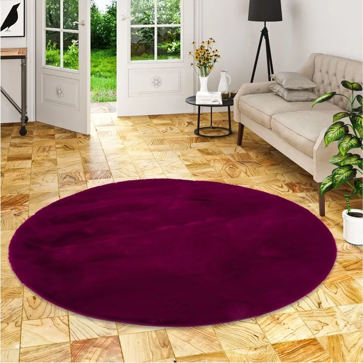 Pergamon Fellteppich Fellteppich Luxus Super Soft Plush Rund, Rund, Höhe: 25 mm