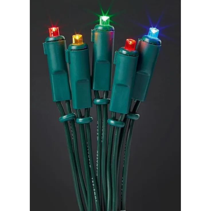 hellum Lichterkette 20 LED bunt Indoor 2,85 m Lichtlänge 1,5 m Zuleitung Deko Beleuchtung Garten Party 563252