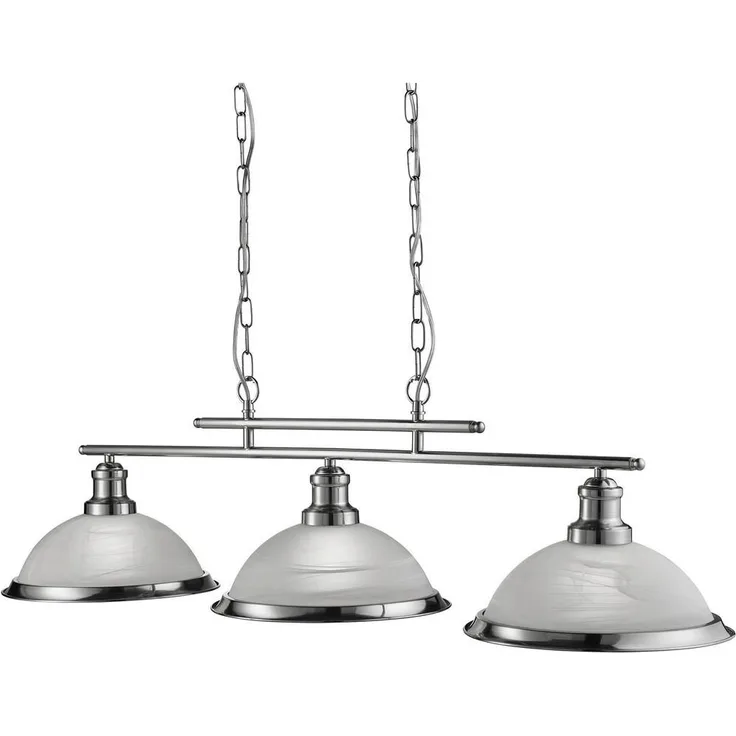 XXXL Hängeleuchte Bistro, Silber/Weiß, höhenverstellbar, Metall/Glas, 100x82x28 cm