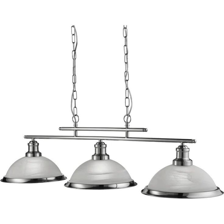XXXL Hängeleuchte Bistro, Silber/Weiß, höhenverstellbar, Metall/Glas, 100x82x28 cm