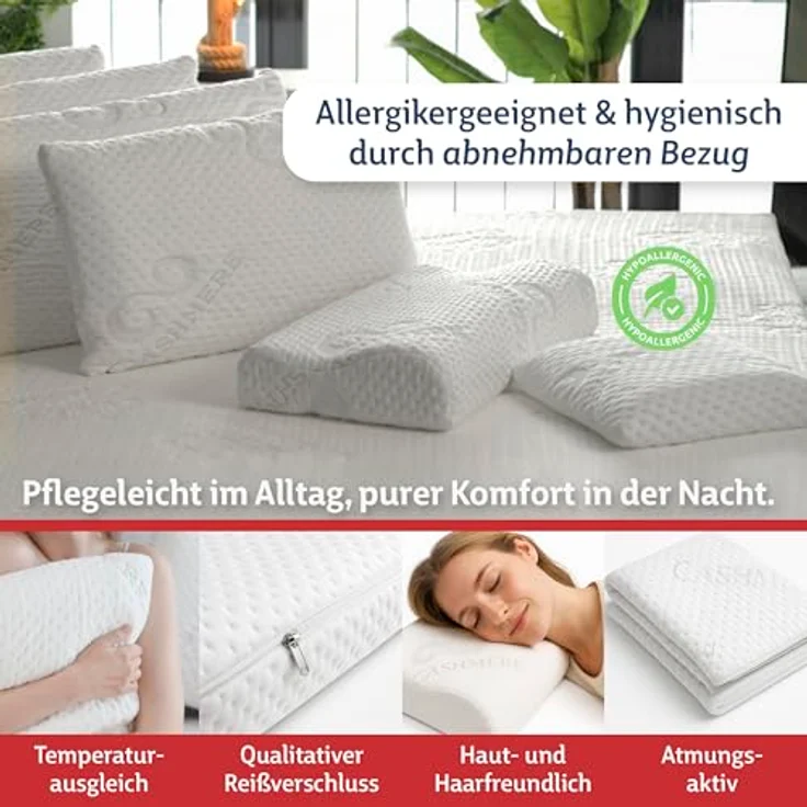 FMP Matratzenmanufaktur Kopfstützkissen FMP Visco ErgoKissen, Nackenstützkissen, Nackenkissen, ergonomisch geformtes Nackenstützkissen, Nackenkissen – Bild 6
