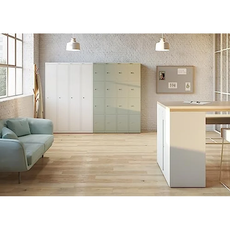 Bisley Garderobenschrank Office mit Schloss aus Stahlblech, 1 Fach mit Hutboden & Kleiderstange - Kleiderspind abschließbar, Spind Tiefe: 45,7 cm - Farbe: oxfordblau, CLK181-639 – Bild 8