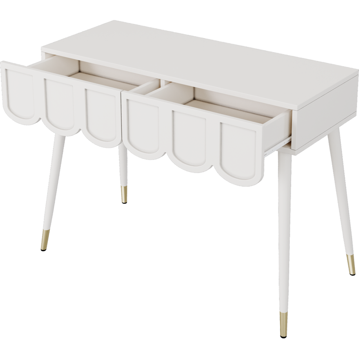 Schminktisch 100x40x76 cm mit 2 Schubladen, weiß – auch als Schreibtisch nutzbar – Bild 6