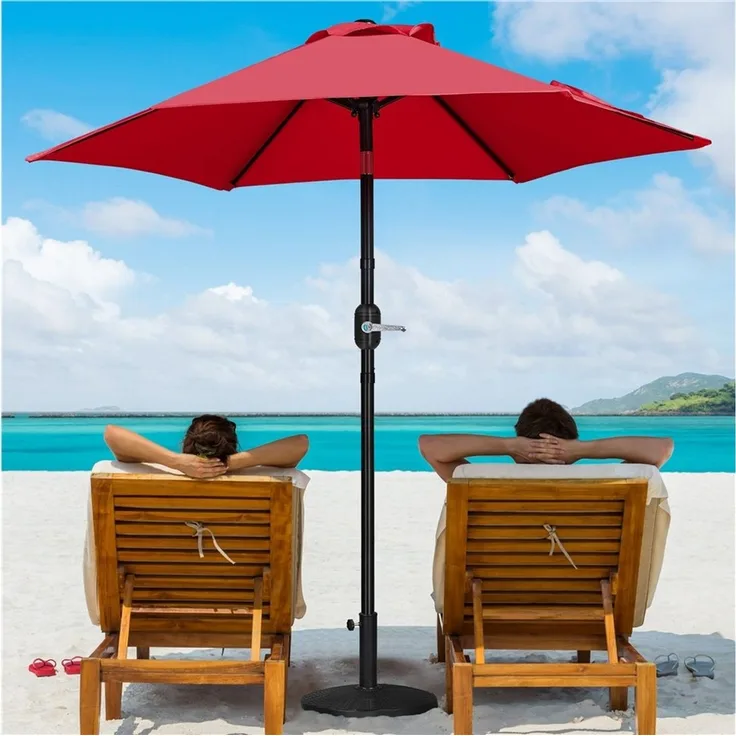 Yaheetech Sonnenschirm Φ 226/269/294 cm, Garten- und Marktschirm mit 6 Metallstreben für Balkon/Terrasse/Garten