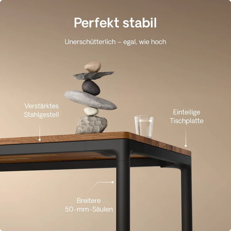 Desktronic Elektrisch höhenverstellbarer Schreibtisch HomeMax 160x80 cm Schwarz/Massives Walnussholz mit Memory-Funktion, Anti-Kollisions Technologie, USB-A und USB-C-Ladeanschlüssen – Bild 4