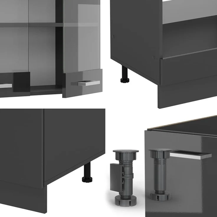 Eckküche R-Line Anthrazit Hochglanz/Anthrazit 287 x 227 cm, AP Eiche Vicco – Bild 5