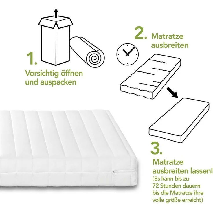 DREAMSTAR Easy Flex | ergonische 7-Zonen Kaltschaummatratze | Öko-Tex Zertifiziert | Härtegrad 2 und 3 (H2 & H3) | Rollmatratze 13 cm | Made in EU I 80 x 200 cm – Bild 3