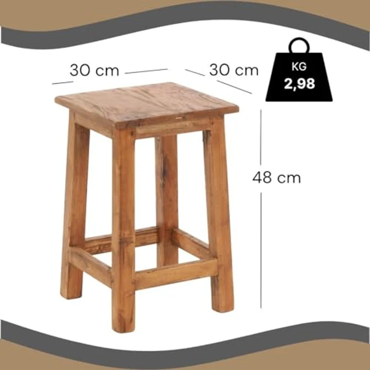 DESIGN DELIGHTS Hocker Sitzhocker MADERO, 48x30cm(HxB) Altholz Holzhocker, massivholz Hocker – Bild 4