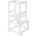roba Montessori Lernturm aus Holz - Sicherer Tritthocker für Kinder - Bis 80 kg belastbar - Weiß