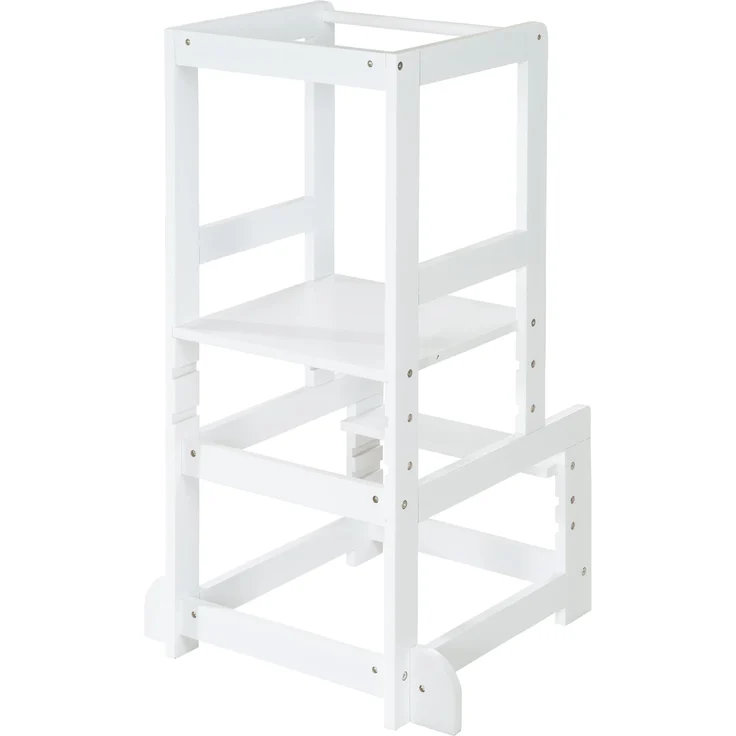 roba Montessori Lernturm aus Holz - Sicherer Tritthocker für Kinder - Bis 80 kg belastbar - Weiß – Bild 1