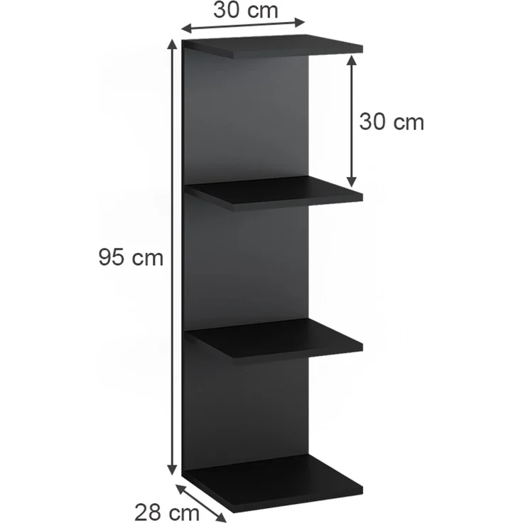 Wandregal Paolo Schwarz 30 x 95 cm Vicco – Bild 3