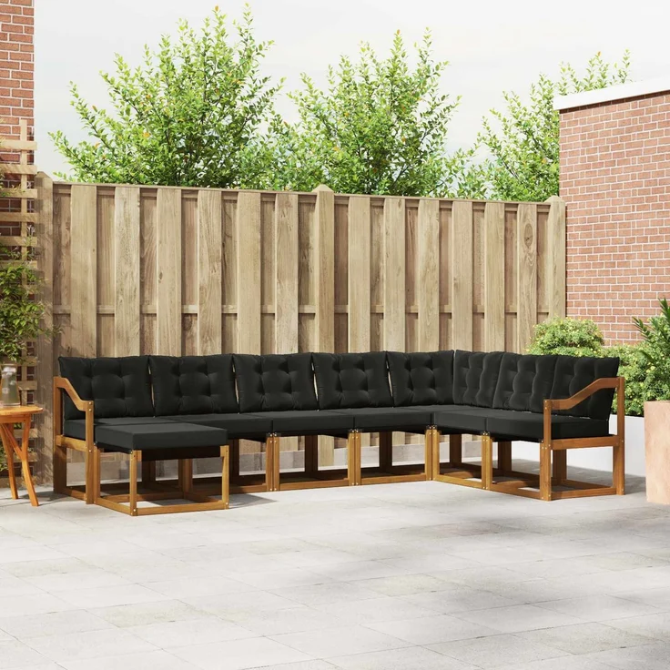 vidaXL Outdoor-Sofagarnitur 8 stk. 8-Sitzer Natur und Schwarz 3368963 – Bild 1