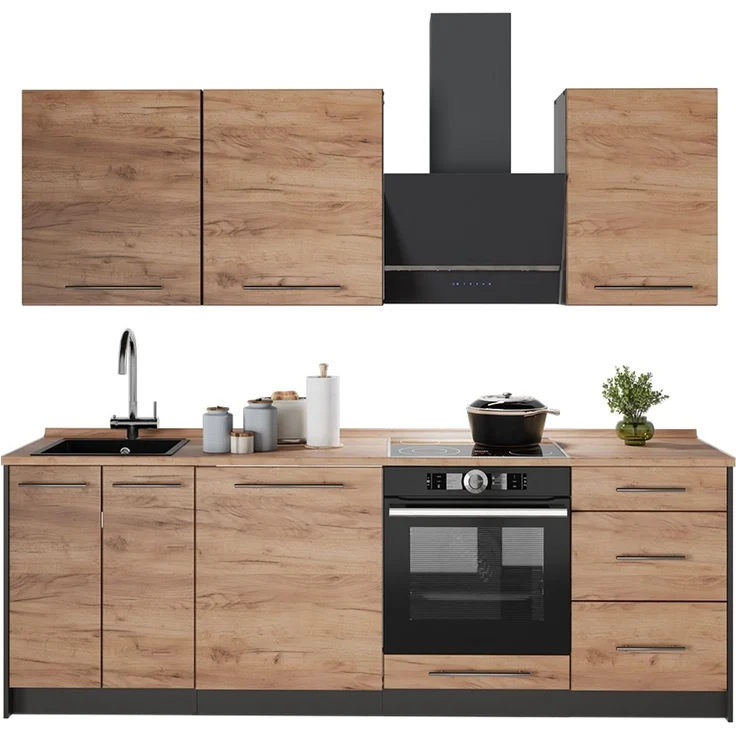 Küchenzeile Fame-Line Goldkraft Eiche/Weiß 230 cm, AP Eiche Vicco – Bild 5