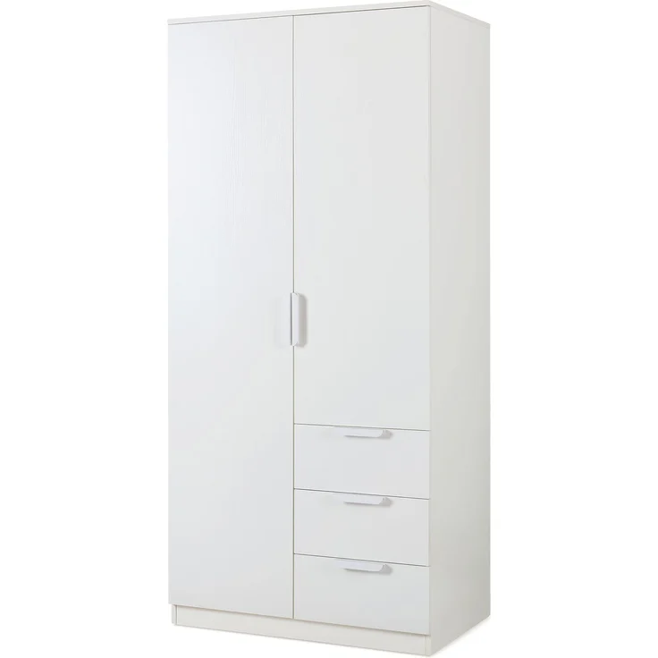 Kleiderschrank Eiselfing 176x80x52 cm 3 Schubladen Weiß [en. casa] – Bild 3