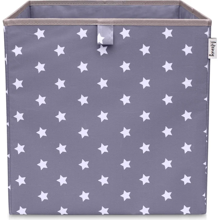 LIFENEY Aufbewahrungsbox mit Sternenmotiv in Dunkelgrau, Spielzeugbox mit Sternen passend für Würfelregale, Ordnungsbox für das Kinderzimmer, Aufbewahrungskorb als Accessoire für Zuhause, 33x33x33 cm – Bild 1
