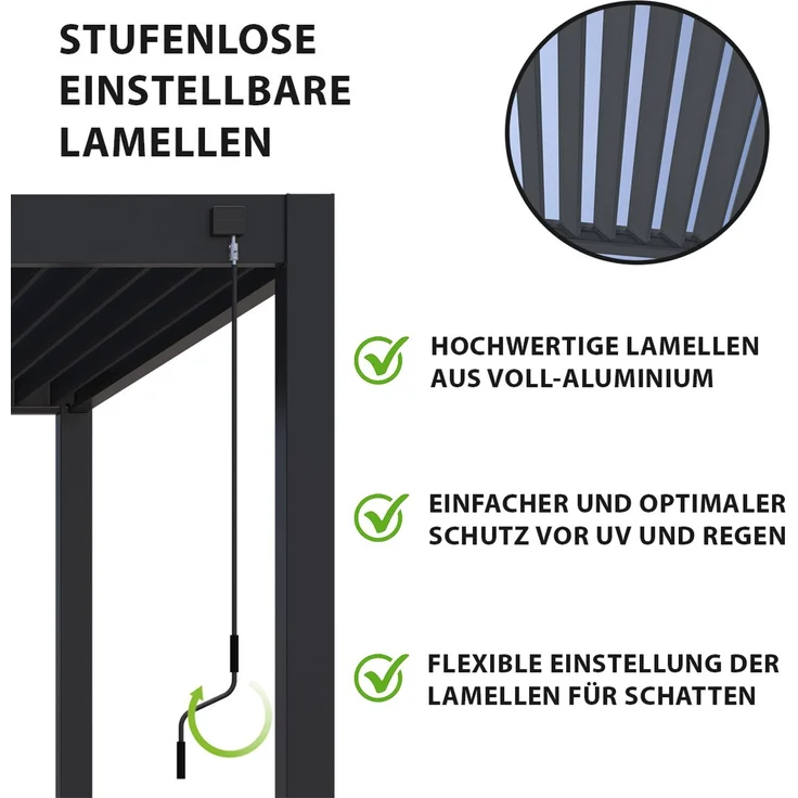 Weide Deluxe | Pergola Voll Aluminium freistehend | 3 x 4 M | Lamellendach anthrazit – Bild 5