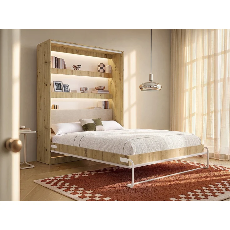Vente-unique - RAPILI - Schrankbett - Metall - Beige, Naturfarben hell - 179 x 239.2 x 225.2 cm – Bild 2