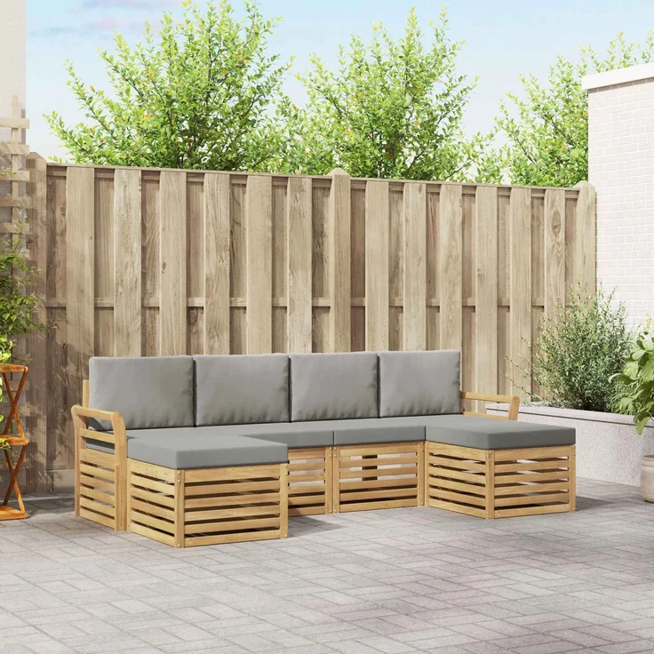 vidaXL Outdoor-Sofagarnitur 6 stk. 6-Sitzer Weiß und Hellgrau 3392276 – Bild 1