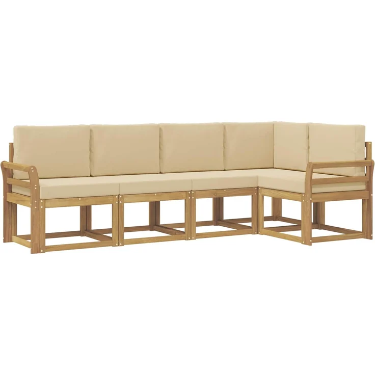 vidaXL Outdoor-Sofagarnitur 5 stk. 5-Sitzer Weiß und Beige 3387632 – Bild 2