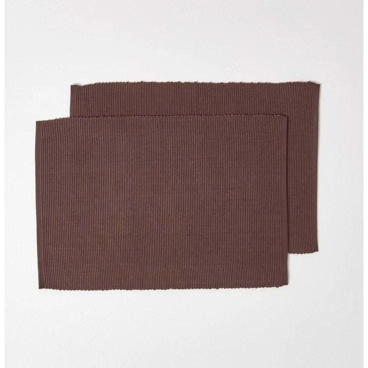 Homescapes Platzset Tischset braun im 2er-Set – 30 x 45 cm, 100% Baumwolle