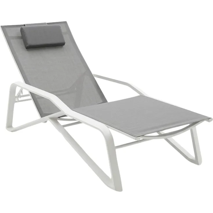 osoltus VIDA Sonnenliege Gartenliege mit Kissen Alu Weiß verstellbar