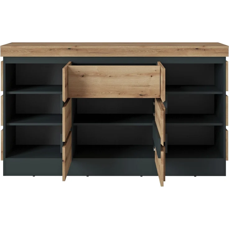 Sideboard >CORTE< in Coast Evoke Eiche Dekor/Kosmos Grau - 160,8x92,5x45cm (BxHxT) – Bild 2