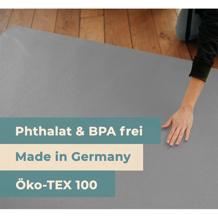 Krabbelmatte Sanosoft 60x100cm Hellgrau | Öko-Tex und in Deutschland produziert - beidseitig rutschfeste Krabbelunterlage – Bild 3
