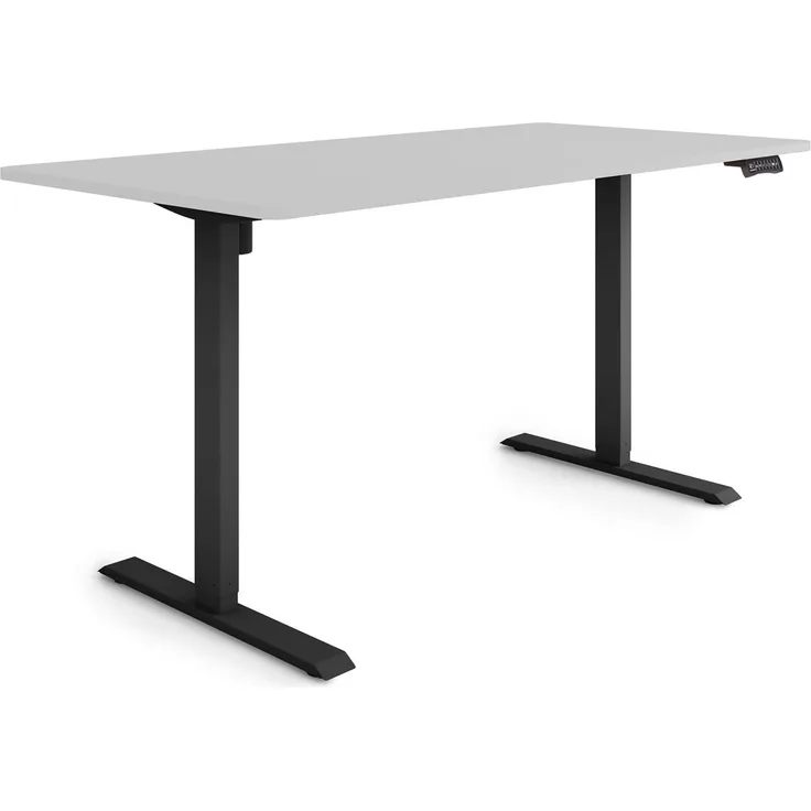 ESMART Germany ETX-121BG 160x80 cm Hellgrau Ergonomischer Steh-Sitz-Schreibtisch Stufenlos elektrisch höhenverstellbar 73,5-123,5cm 3X Memory Aktivitätserinnerung Soft-Start/Stopp Schnelle Montage