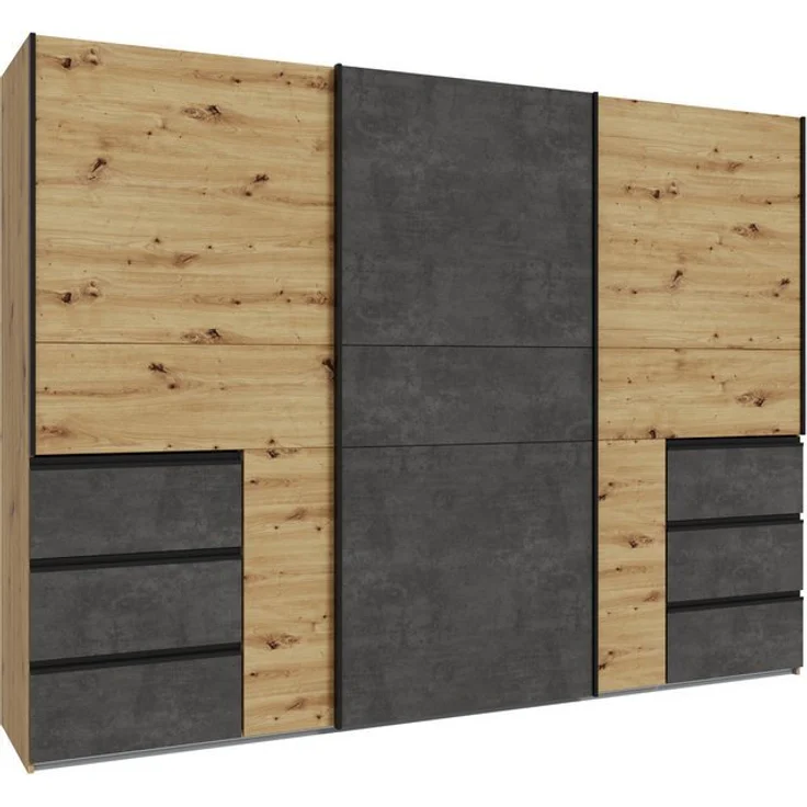 FORTE Schwebetürenschrank Schwebetürenschrank, Stauraum, 6 Schubkästen, erhältlich in 2 Dekoren – Bild 4