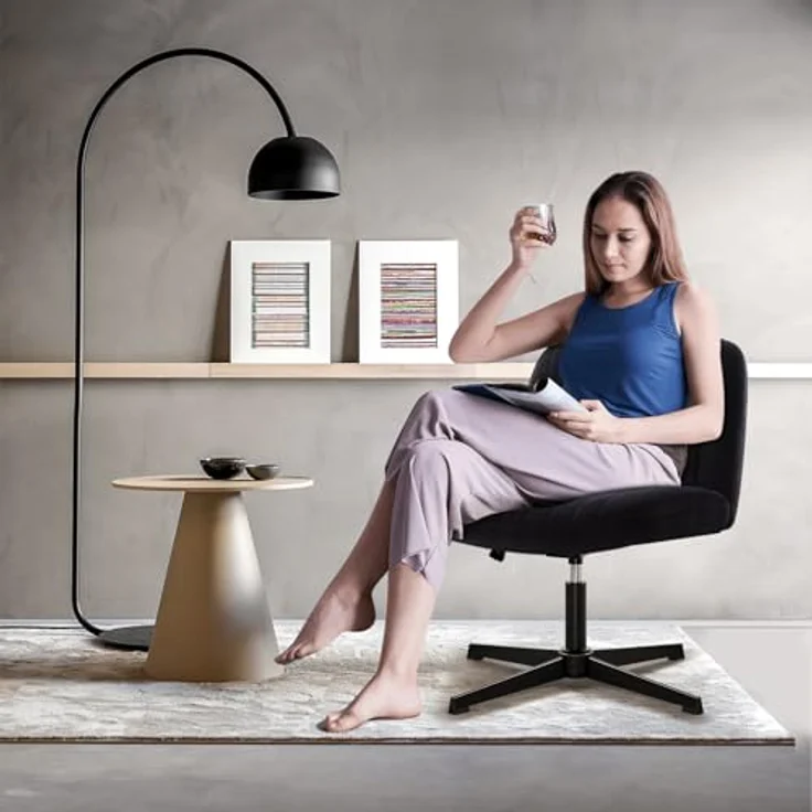 Intimate WM Heart Bürostuhl Ohne Armlehnen, Ergonomischer Schreibtischstuhl (Lesesessel mit 10cm dickem Sitzkissen), Drehstuhl Ohne Rollen, Höhenverstellbar Stuhl mit Wippfunktion – Bild 3