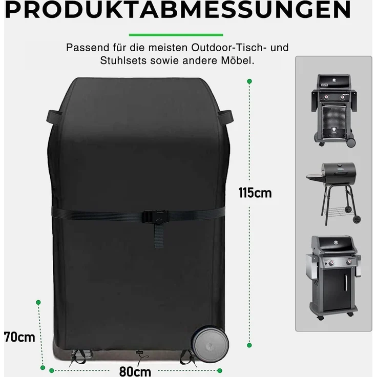 Grillabdeckung 600D Oxford-Stoff Schwarz für Brinkmann Char Broil Weber,Jenn – Bild 2