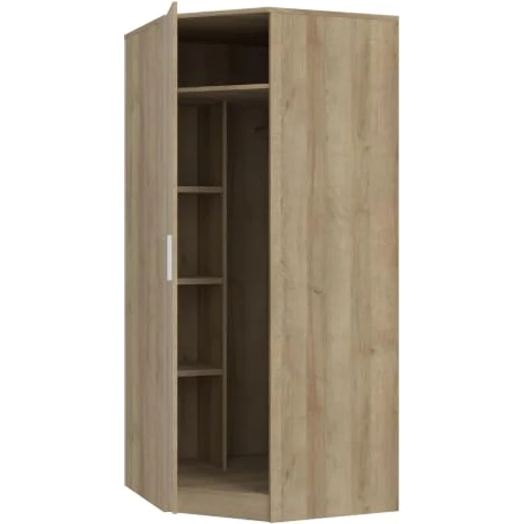 Forte Panama Eck-Kleiderschrank 80, moderner Drehtürenschrank, 1-türig, Stauraumlösung, Holzwerkstoff, Riviera Eiche Holzdekor, 80,4 cm breit x 181 cm hoch x 80,4 cm tief – Bild 6