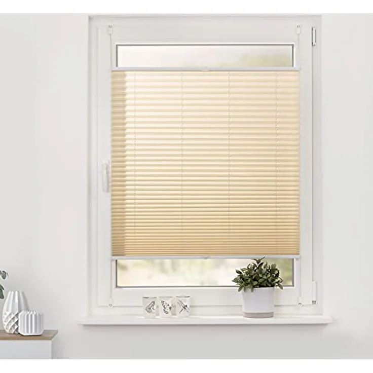 Lichtblick Sonnenschutzsysteme GmbH Plissee Nizza 60 cm x 210 cm (BxL) Creme Tageslicht; einfache Installation mit Klemmträgern; verspannt – Bild 3