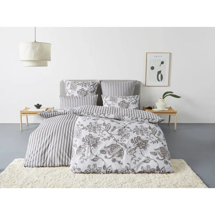 OTTO home Bettwäsche Nordby, Renforcé, 2 teilig, Bettwäsche aus Baumwolle, skandinavisches Design, ab Größe 135x200 cm