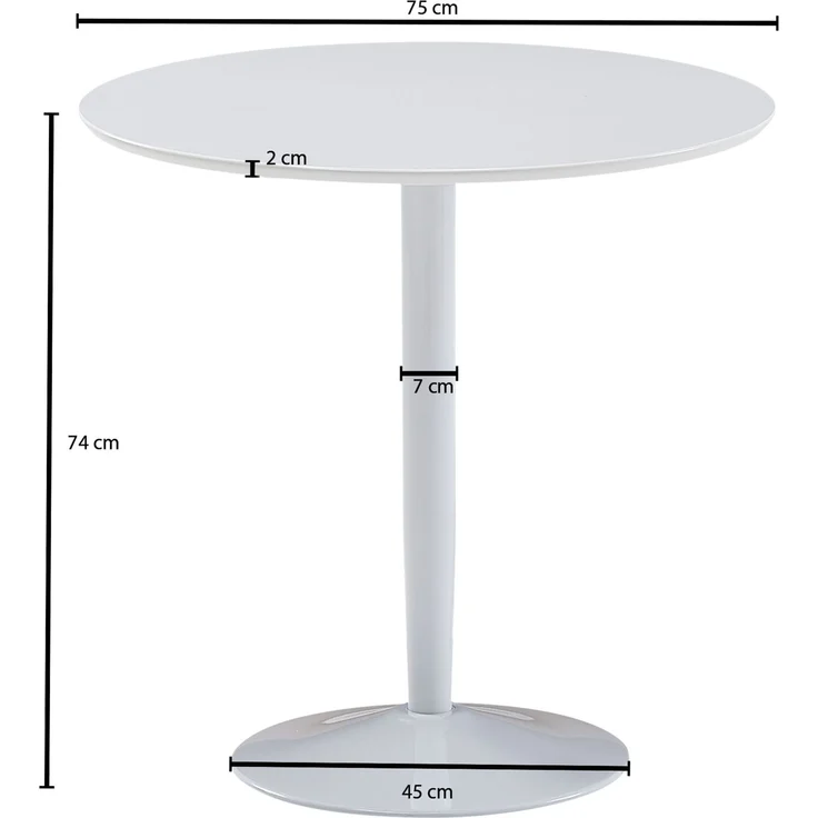 Esstisch Rund 75x75x74cm Weiß Hochglanz 2 Personen Modern Küche Esszimmer – Bild 4